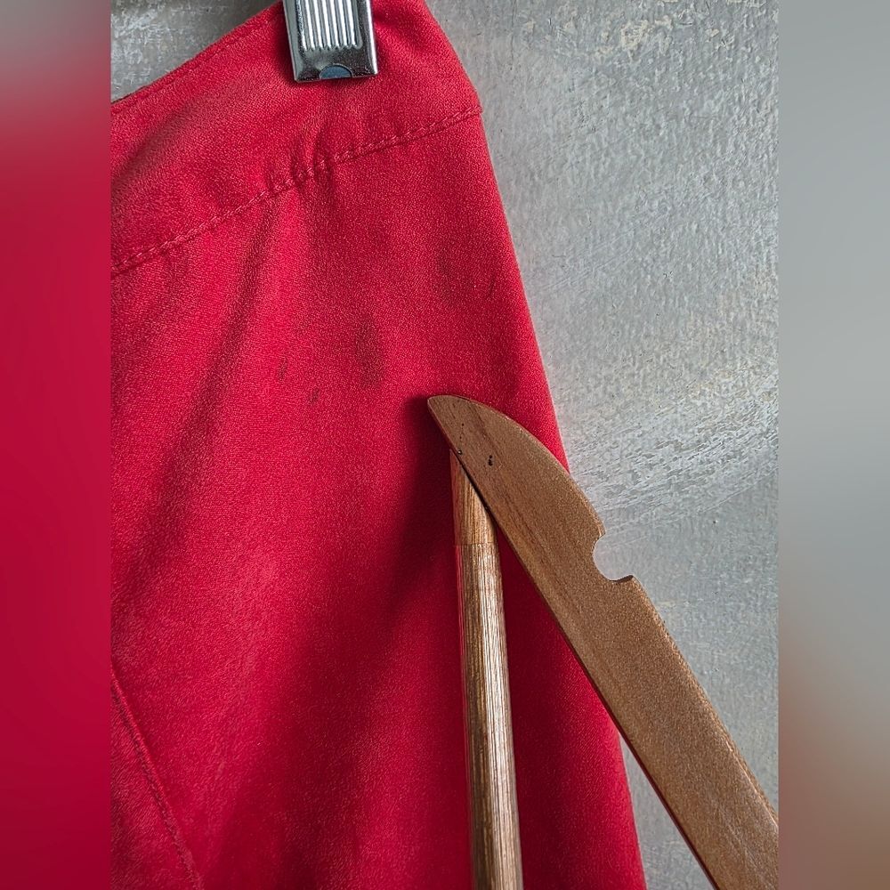 Red Faux Suede Long Fringe Maxi skirt H&M x Coachella Collection Sz 12 - Picture 6 of 12